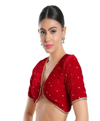 Velvet Padded V-Neck Blouse 3