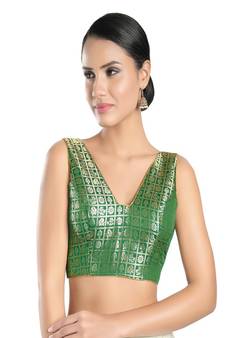 Brocade Padded V-Neck Blouse