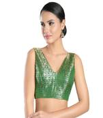 Brocade Padded V-Neck Blouse