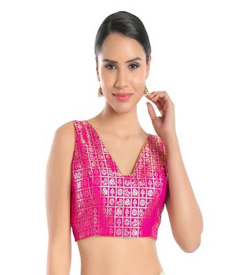 Brocade Padded V-Neck Blouse 1