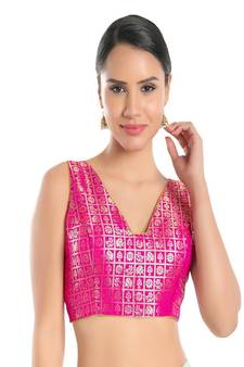 Brocade Padded V-Neck Blouse