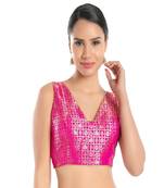 Brocade Padded V-Neck Blouse