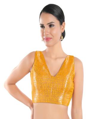 Brocade Padded V-Neck Blouse 1