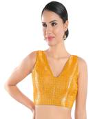 Brocade Padded V-Neck Blouse