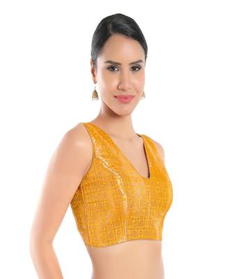 Brocade Padded V-Neck Blouse 3