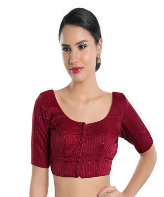 Jain Silk Padded Round Neck Blouse 1