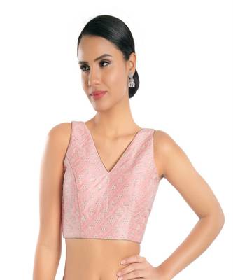 Muhenera Jain Silk Padded V-Neck Blouse 1