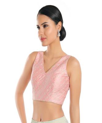 Muhenera Jain Silk Padded V-Neck Blouse 3