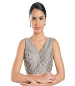 Muhenera Jain Silk Padded V-Neck Blouse