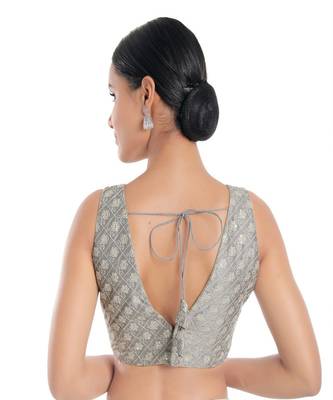 Muhenera Jain Silk Padded V-Neck Blouse 2