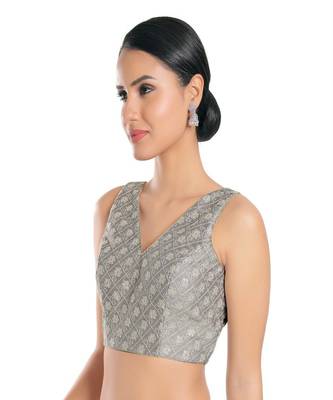 Muhenera Jain Silk Padded V-Neck Blouse 3