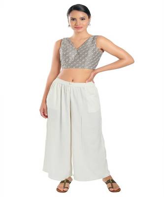 Muhenera Jain Silk Padded V-Neck Blouse 4