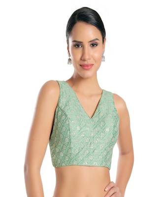Muhenera Jain Silk Padded V-Neck Blouse 1