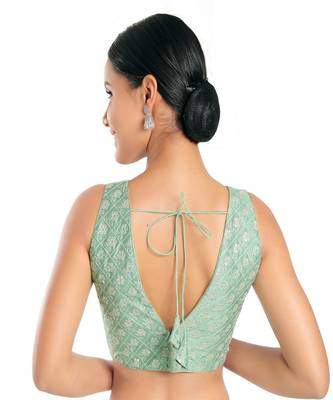 Muhenera Jain Silk Padded V-Neck Blouse 2