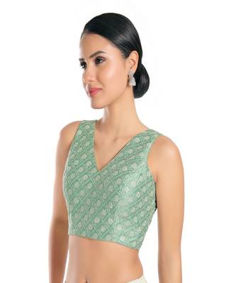 Muhenera Jain Silk Padded V-Neck Blouse 3