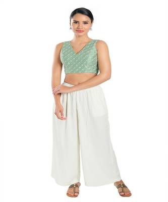 Muhenera Jain Silk Padded V-Neck Blouse 4