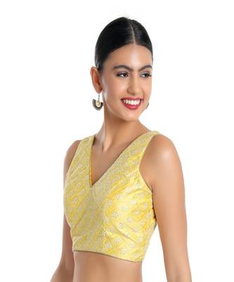 Muhenera Jain Silk Padded V-Neck Blouse 3