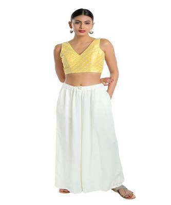 Muhenera Jain Silk Padded V-Neck Blouse 4