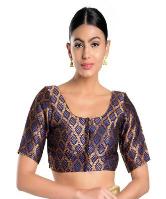 Brocade Padded Round Neck Blouse 1