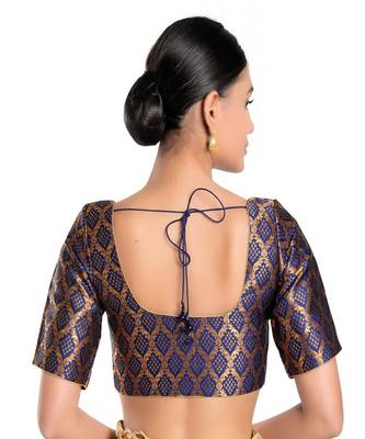Brocade Padded Round Neck Blouse 2