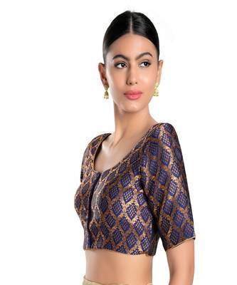 Brocade Padded Round Neck Blouse 3