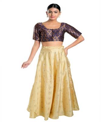 Brocade Padded Round Neck Blouse 4