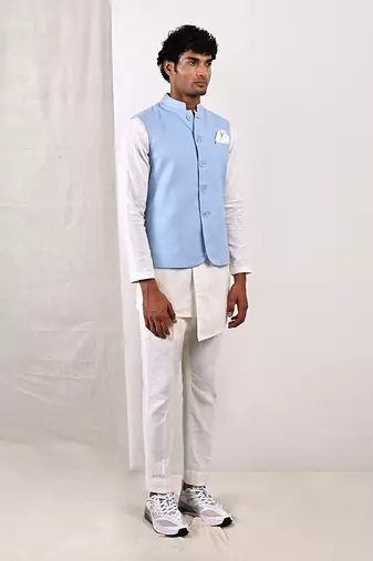 Off- White And Blue Damian Set