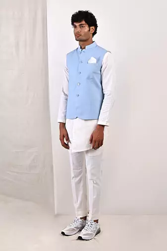 Off- White And Blue Damian Set