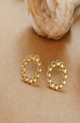 Matte Gold Plated Circle Studs 2