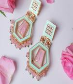 Indo Western Carving Meenakari Earring