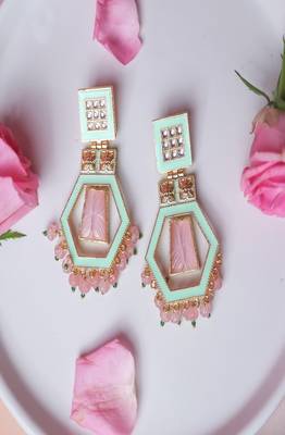 Indo Western Carving Meenakari Earring 2