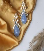 Elegant Carving Cornflower Blue Stone Earring