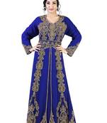 Moroccan Hand Zari Work Long Sleeve Kaftan abaya Maxi Fancy Dress For women Gown