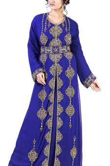 New Moroccan Kaftan Arabic Abaya Maxi Hand Zari Work Beaded Farasha Floor Length Party Wear Women Dress