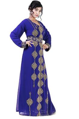 New Moroccan Kaftan Arabic Abaya Maxi Hand Zari Work Beaded Farasha Floor Length Party Wear Women Dress 2
