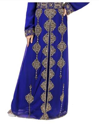 New Moroccan Kaftan Arabic Abaya Maxi Hand Zari Work Beaded Farasha Floor Length Party Wear Women Dress 3