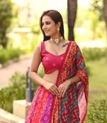 Red Color Vaishali Silk Printed Work Semi Stitched Lehenga Choli With Dupatta
