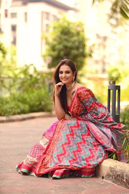 Red Color Vaishali Silk Printed Work Semi Stitched Lehenga Choli With Dupatta 5