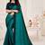 Dark green embroidered silk saree with blouse