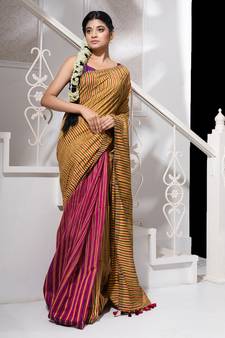 Mustard Multicolor Ikkat Handloom Saree