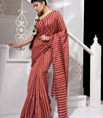 Orange Multicolor Ikkat Handloom Saree