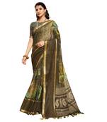 Multicolor printed pure cotton saree with blouse