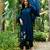 Blue Dola Silk Kurta With Side Box Pleates And Embroidery