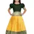 Green and Yellow Cotton Silk Pattu Pavadai Kids Lehenga Choli