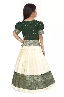 Kids White Cotton Silk Lehenga Choli For Girls 