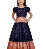 EVERWILLOW Blue Party Wear Pattu Pavadia Lehenga choli for girls 