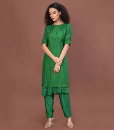Green Assymetrical Hem Kurta Set