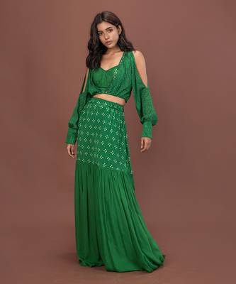 Green Bohemian Lehenga Set 1