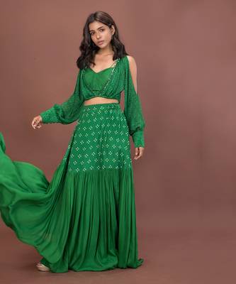 Green Bohemian Lehenga Set 2
