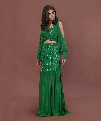 Green Bohemian Lehenga Set 3